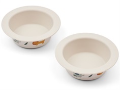 Liewood sandy/oat non-slip silicone bowl Peony (2-pack)